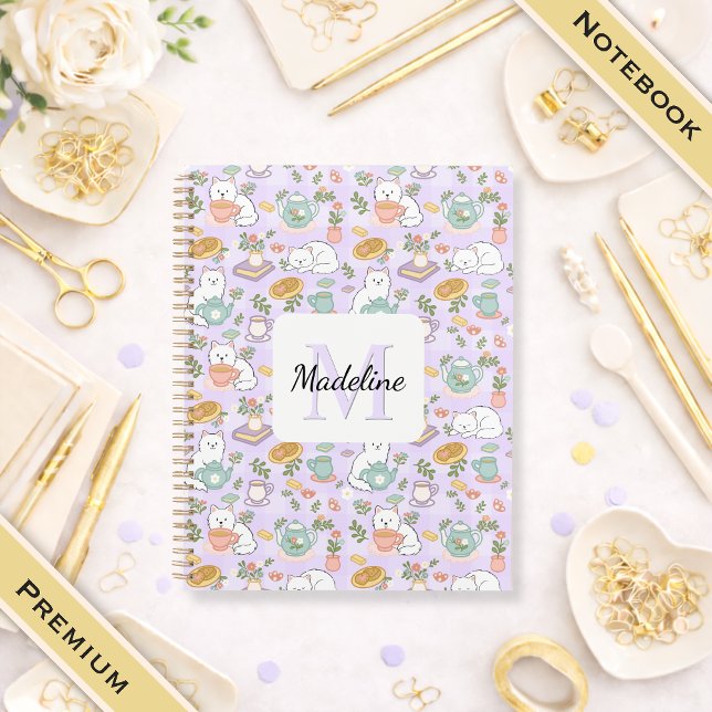 Nom du cahier Chats du thé Pastel littéraire (Créateur téléchargé)