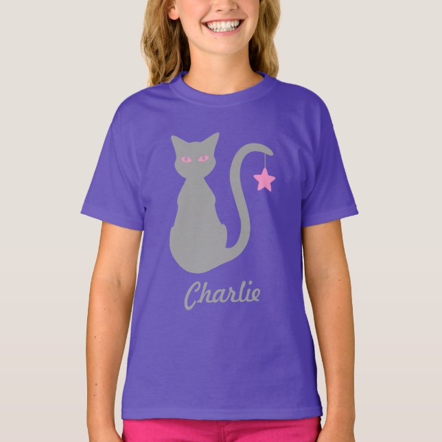 Nom du chat gris T-Shirt (enfant) (Devant)