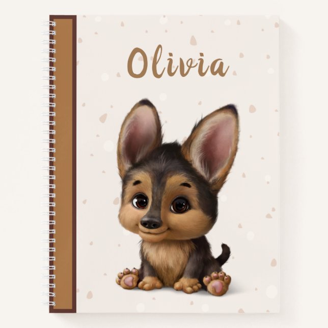 Nom du chien animal de chiot mignon Carnet tiré à  (Devant)