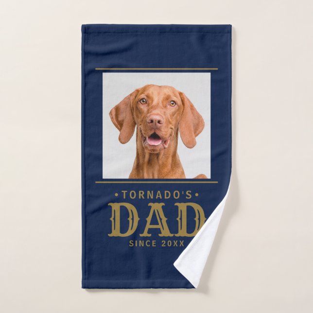 "Nom du chien Papa depuis l'année" Photo de compag (Serviette à main)