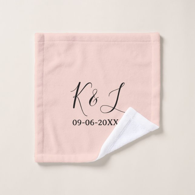 nom du couple de mariage lettre date fond pastel r (Gant de toilette)