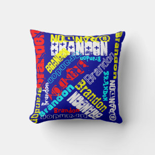 Nom du Coussin personnalisé rouge blanc bleu et j