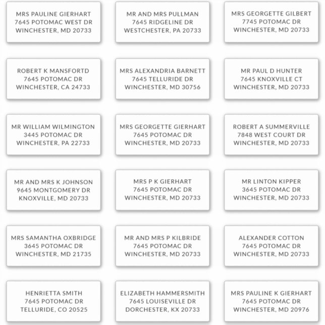 Nom du destinataire 18 Étiquettes d'expédition de  (Devant)