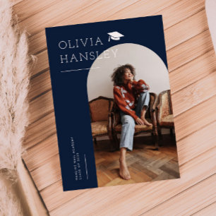 Nom du diplômé Faire-part de la Marine Blue Gradua