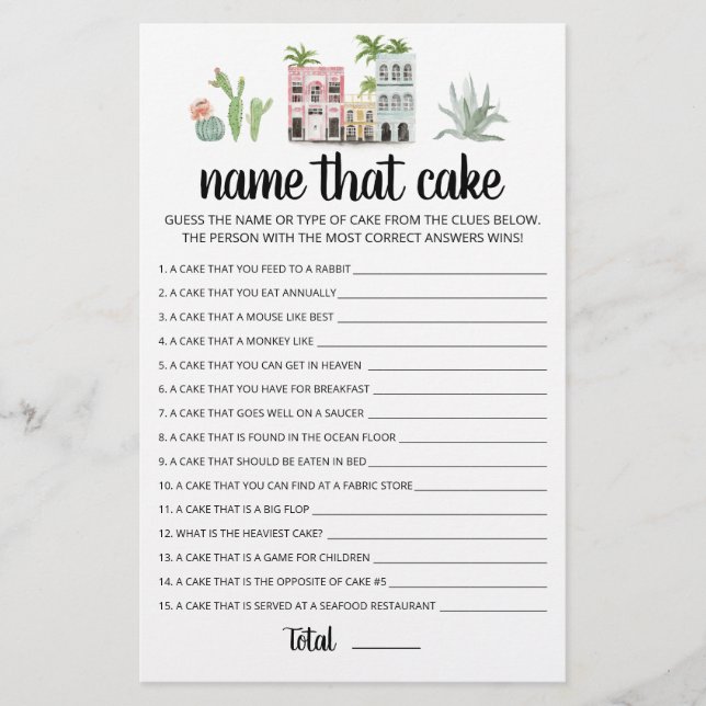 Nom du gâteau Partie jeu avec réponses (Devant)