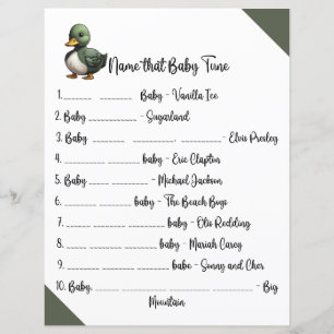Nom du jeu de Baby shower Baby Tune