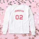 Nom du joueur Jersey Nombre Filles White Long Manc<br><div class="desc">Créez votre propre personnalisation, personnalisée, premium, cool style typographie rose / police / script, monogrammed nom de joueur jersey couleur blanche, col de l'équipe classique, confortable, exceptionnellement doux, lisse, léger, tissu tri-mélangé pré-rétréci, jeune équipe / club / ligue / personnel unisex filles ados à manches longues tee - shirt. Entrez...</div>