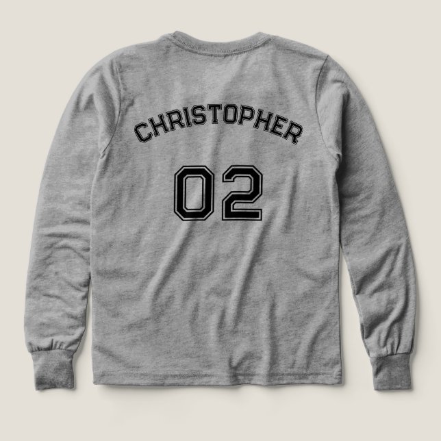 Nom du joueur Jersey Nombre Garçons gris Longues M (Motif dos)