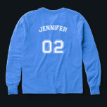 Nom du joueur Jersey Numéro Girls Blue Long Sleeve<br><div class="desc">Créez votre propre personnalisation, personnalisée, premium, cool style typographie blanche / police / script, monogrammed nom de joueur jersey numéro bleu clair, col de l'équipe classique, confortable, exceptionnellement doux, lisse, léger, tissu tri-mélangé pré-rétréci, jeune équipe / club / ligue / personnel unisex filles ados à manches longues tee - shirt....</div>