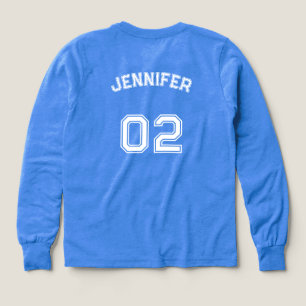 Nom du joueur Jersey Numéro Girls Blue Long Sleeve