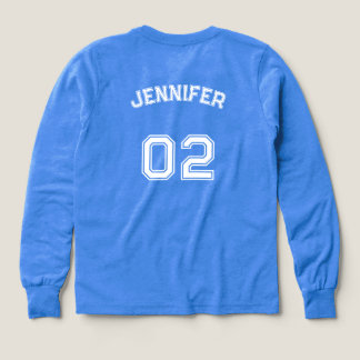 Nom du joueur Jersey Numéro Girls Blue Long Sleeve