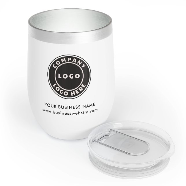 Nom du logo d'entreprise simple et site Web person (Simple Business Logo Name and Website Custom Thermal Wine Tumbler)