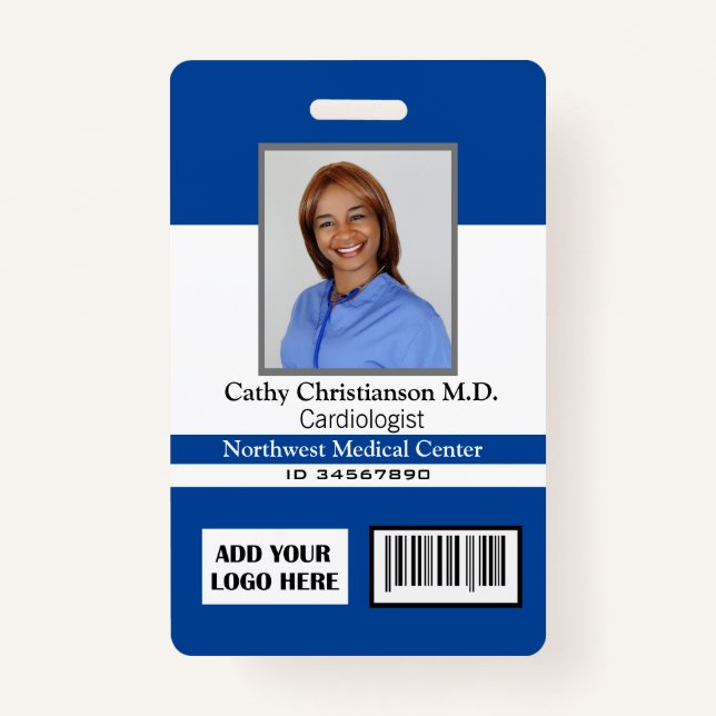 Nom du médecin Logo photo Code scanneur de badge (Devant)