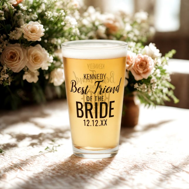 Nom du meilleur ami de la mariée Keepsaké verre (Perfect gift for the best friend of the Bride. Just add their name and your wedding date)