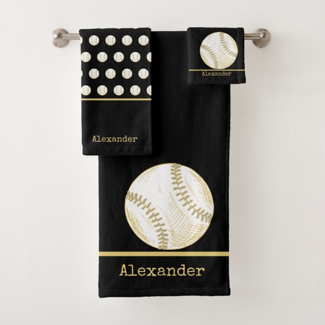 Nom du monogramme Baseball Gold Black (En situation)
