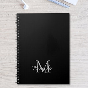 Nom du monogramme Carnet noir personnalisé