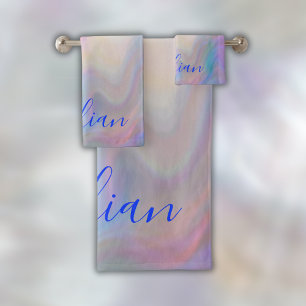 Nom du monogramme en bleu sur Mère de Pearl