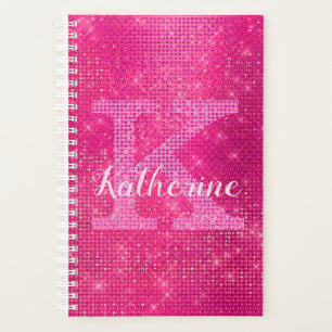 Nom du monogramme étincelant brillant rose-chaud