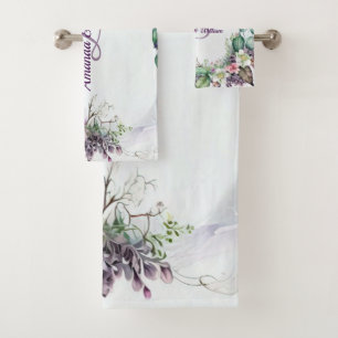 Nom du monogramme Feuillage vert pourpre