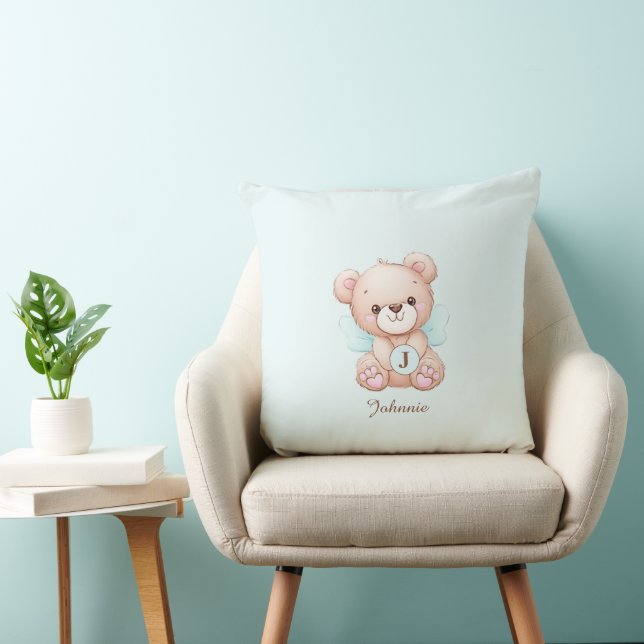 Nom du monogramme mignon Ours Bébé Coussin (Chaise)