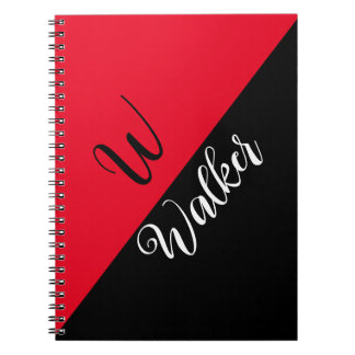 Nom du monogramme moderne - Carnet spiral rouge no