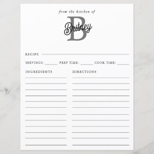 Nom du monogramme moderne Recette de script gris n