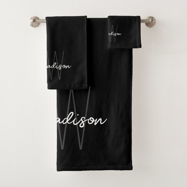 Nom du monogramme moderne Script noir blanc (En situation)