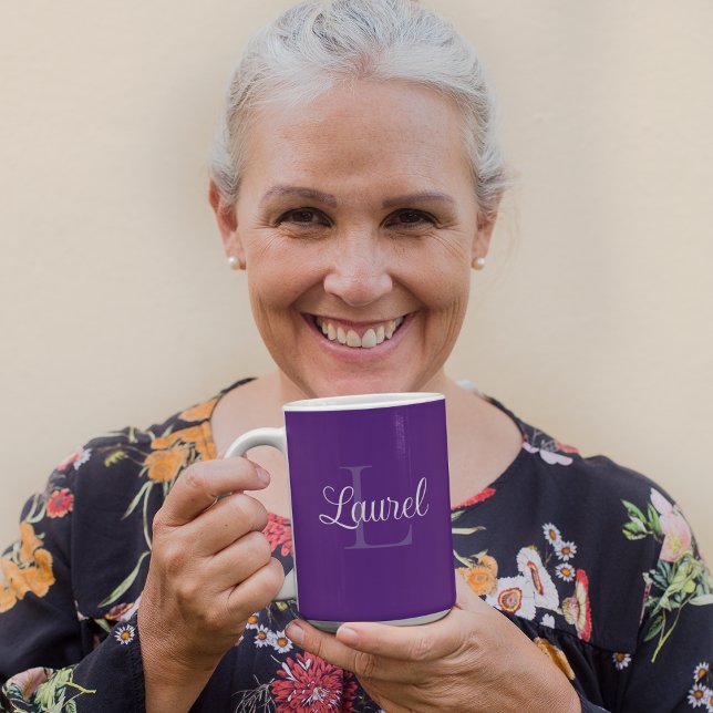 Nom du monogramme Mug de café pourpre (Créateur téléchargé)