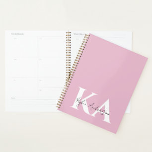 Nom du monogramme personnel rose moderne -