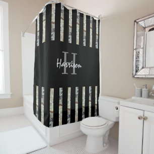 Nom du monogramme Rideau de douche noir