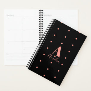 Nom du monogramme Rose noir Polka point