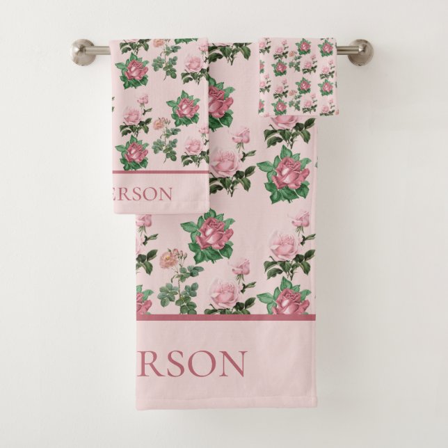 Nom du monogramme Roses roses roses florales Chic  (En situation)