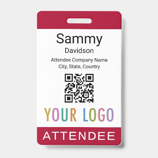 Nom du participant Badge QR Code Événement Logo Ro (Avant)