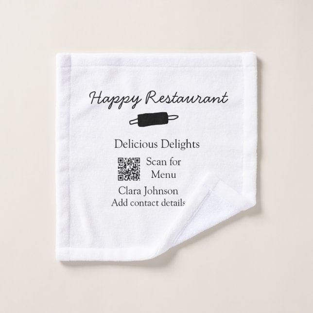 nom du restaurant scannez le menu QR ajoutez les c (Gant de toilette)