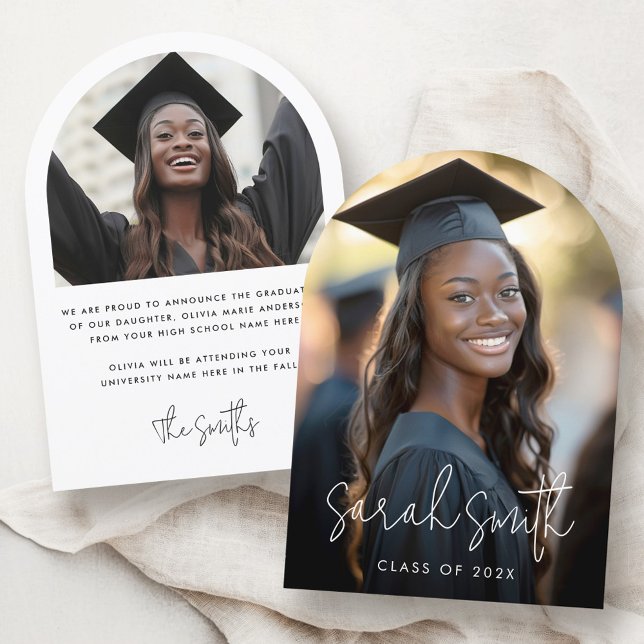 Nom du script moderne faire-part de graduation pho (Modern script name photo graduation announcement)
