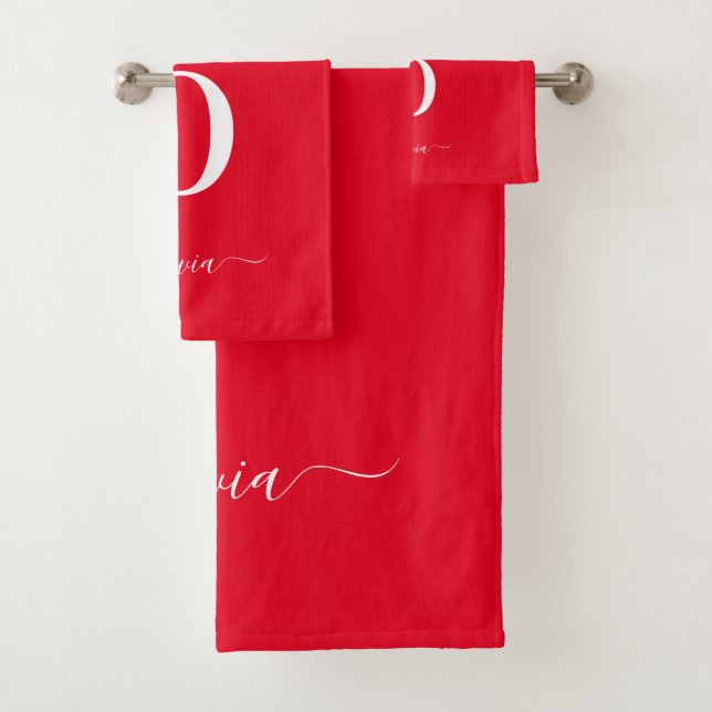 Nom du script Monogramme Personnalisé Rouge Et Bla (En situation)
