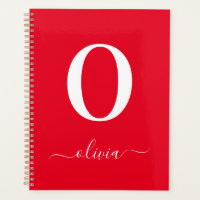 Nom du script Monogramme Personnalisé Rouge Et Bla