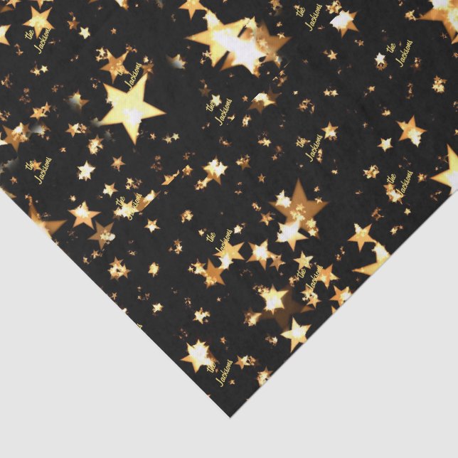 Nom du script Papier de soie Étoiles noires et dor (Détail)