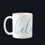 Nom du script Personnalisé Aqua Blue Mug<br><div class="desc">Une magnifique tasse avec un nom personnalisé dans une police de script moderne et élégante. Dans l'aqua bleu-vert et blanc. Merveilleux comme un jour de la mère,  vacances,  anniversaire,  ménage ou cadeau de servante.</div>