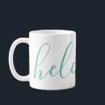 Nom du script Personnalisé Aqua Blue Mug<br><div class="desc">Une magnifique tasse avec un nom personnalisé dans une police de script moderne et élégante. Dans l'aqua bleu-vert et blanc. Merveilleux comme un jour de la mère,  vacances,  anniversaire,  ménage ou cadeau de servante.</div>