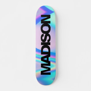 Nom du skateboard personnalisé Holographie noire