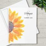 Nom du tournesol Monogramme 2024<br><div class="desc">Cette bannière fleurie est décorée d'un tournesol jaune aquarelle. Facilement personnalisable avec votre monogramme, nom et année. Aquarelle originale © Michele Davies.</div>