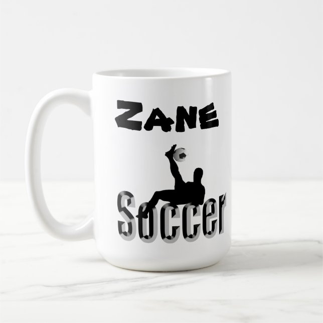 Nom Du Zane Avec Design De Football, Café Mug (Gauche)