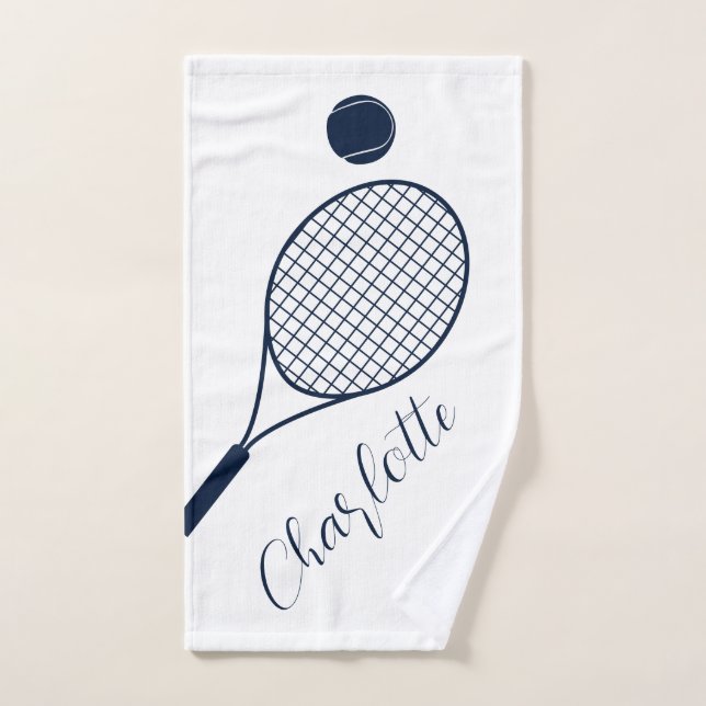 Nom élégant de monogramme de club de tennis Script (Serviette à main)