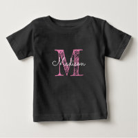 Nom esquissé Monogramme Baby Girl T-shirt bébé