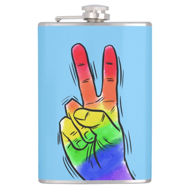 Nom et couleur personnalisés Rainbow Peace flacon (Devant)