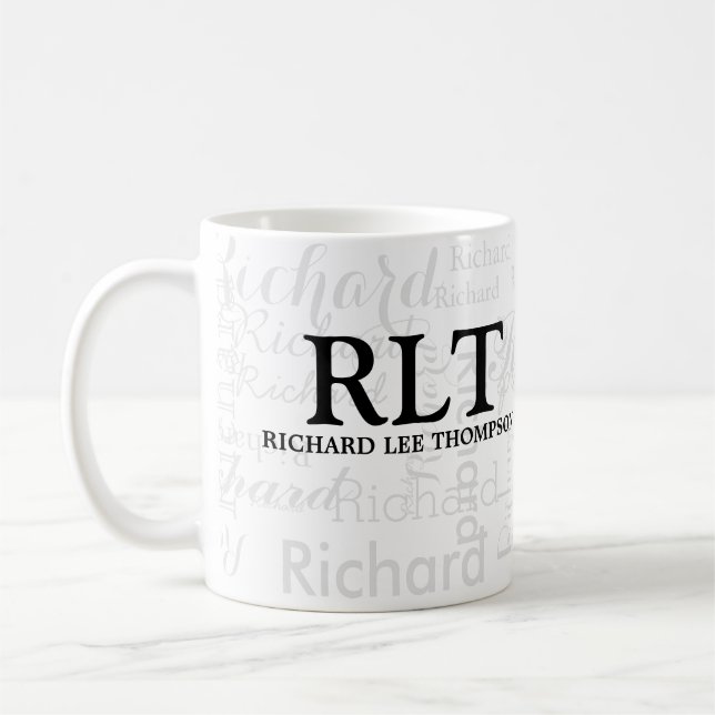 Nom et Initiales Personnalisé Monogramme Mug (Gauche)
