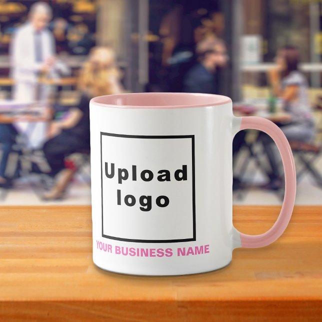 Nom et logo de l'entreprise sur la Mug Combo Rose (Build brand name awareness. Your business name and logo on pink combo mug.)