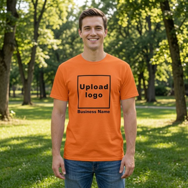 Nom et logo de l'entreprise | T-Shirt Homme Orange (Créateur téléchargé)