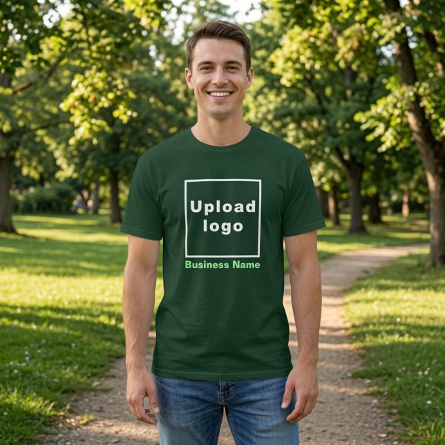 Nom et logo de l'entreprise | T-shirt vert forêt f (Créateur téléchargé)